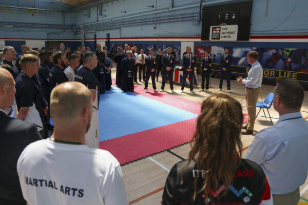 Pictured: First Sea Lord, Admiral Ben Key speaks at the Inter Services Martial Arts Championship 2022 held at HMS Nelson. 

MARTIAL ARTS INTER SERVICES CHAMPIONSHIP 2022

On 16th-17th July 2022, the Royal Navy Royal Marines Mixed Martial Arts Association hosted the Martial Arts Inter Services Championship 2022 at HMS Nelson, Portsmouth. It is the first Martial Arts Inter Services Championship since 2019, as COVID-19 discontinued 2020 and 2021 championships. 

Service members from a variety of martial arts disciplines, including Brazilian Jiu-Jitsu (BJJ), World Taekwondo Federation (WT), International Taekwondo Federation (ITF), and Kendo, competed in the Martial Arts Inter Services Championship 2022. The Army Karate team was unable to compete, so a different championship will be held for the Karate team later this year.

International Taekwondo Federation and Kendo competition was held on Saturday, 16th July 2022; World Taekwondo Federation and Brazilian Jiu-Jitsu competition was held on 17th July 2022.  

ITF and WT are quite similar and both have their roots in Korean martial arts, although WT is more of a sport, and ITF is more of a traditional self-defence Four of the 13 competitors in this year's WTF, WO Hewett, LET La Roche, AB Lee, and Cpl Bevan, represented the Royal Navy. Receptively, LET La Roche and AB Lee took home a silver and a gold. There were 14 competitors for the ITF, including WO Hewett, Cpl Bevan, AWW Shepherd, and CS Pedley from the Royal Navy. For the Royal Navy, AWW Shepherd from HMS Raleigh and CS Pedley from HMS Defender each got a gold medal.