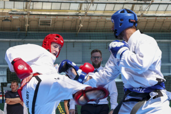Pictured: ITF Competition during the Inter Services Martial Arts Championship 2022 held at HMS Nelson. 

MARTIAL ARTS INTER SERVICES CHAMPIONSHIP 2022

On 16th-17th July 2022, the Royal Navy Royal Marines Mixed Martial Arts Association hosted the Martial Arts Inter Services Championship 2022 at HMS Nelson, Portsmouth. It is the first Martial Arts Inter Services Championship since 2019, as COVID-19 discontinued 2020 and 2021 championships. 

Service members from a variety of martial arts disciplines, including Brazilian Jiu-Jitsu (BJJ), World Taekwondo Federation (WT), International Taekwondo Federation (ITF), and Kendo, competed in the Martial Arts Inter Services Championship 2022. The Army Karate team was unable to compete, so a different championship will be held for the Karate team later this year.

International Taekwondo Federation and Kendo competition was held on Saturday, 16th July 2022; World Taekwondo Federation and Brazilian Jiu-Jitsu competition was held on 17th July 2022.  

ITF and WT are quite similar and both have their roots in Korean martial arts, although WT is more of a sport, and ITF is more of a traditional self-defence Four of the 13 competitors in this year's WTF, WO Hewett, LET La Roche, AB Lee, and Cpl Bevan, represented the Royal Navy. Receptively, LET La Roche and AB Lee took home a silver and a gold. There were 14 competitors for the ITF, including WO Hewett, Cpl Bevan, AWW Shepherd, and CS Pedley from the Royal Navy. For the Royal Navy, AWW Shepherd from HMS Raleigh and CS Pedley from HMS Defender each got a gold medal.